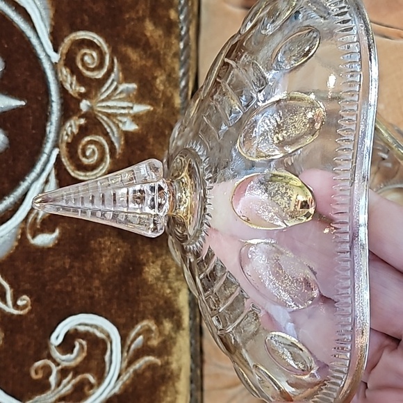 2 vintage Jeannette glass candy /Trinket Dish, glass, gold gilded - Picture 5 of 11